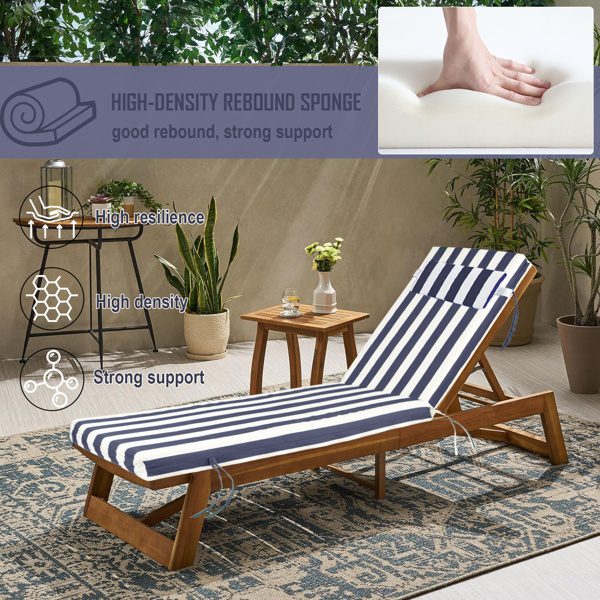 Outdoor Chaise Lounge Cushion, 72 In. X 21 In. X 3 In. Waterproof Fade-Resistant Patio Chair Pad For Pool Beach - Image 4
