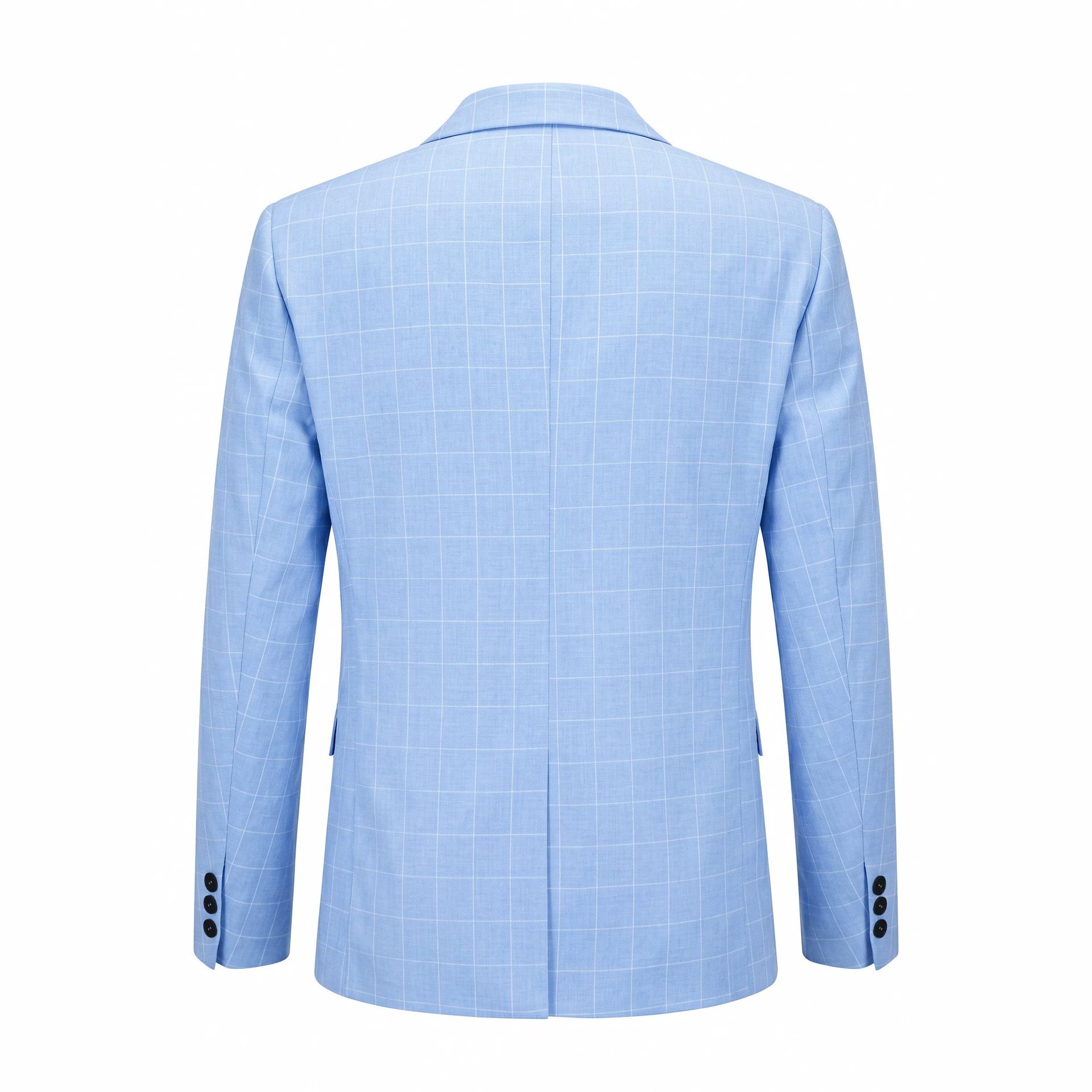 Mens Light Business-Style Plaid Suit Jacket - Image 4