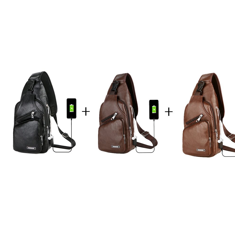 USB Portable Charging Chest Bag Messenger Bag - Image 7