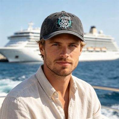 2pcs Cruise Washed Baseball Cap For Women, Cruise Hair Care Embroidery Ship Wheel Vintage Hat, Nautical Vacation Cruise Accessory
