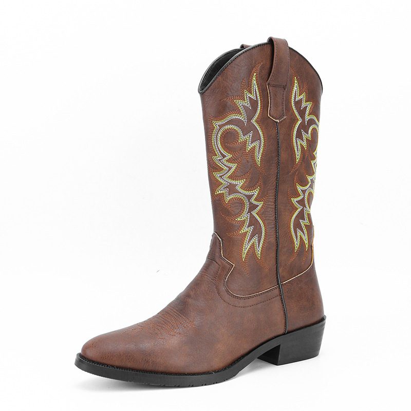 Men's Embroidery Retro High Leg Boot - Image 8