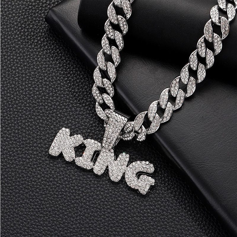 13mm Width Football Pendant Necklace,Full Diamond King Fashion Pendant Necklace, 3D Diamond Gold Zinc Alloy Stainless Steel Religious Zircon - Image 5