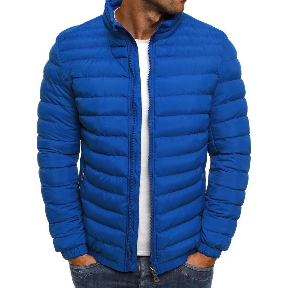 Men Jacket Zipper Solid Color Long Sleeves Pockets Coldproof Autumn Thicken Cotton Padded Overcoat For Outdoor - Image 4