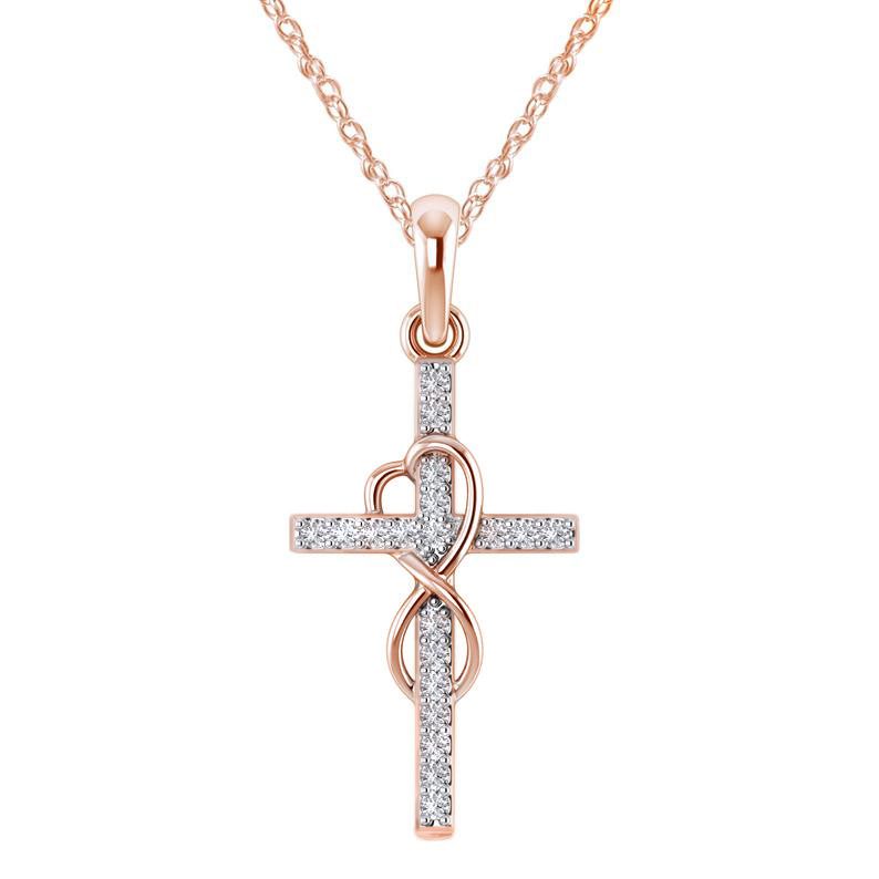 Alloy Pendant With Diamond And Eight-character Cross Necklace - Image 3
