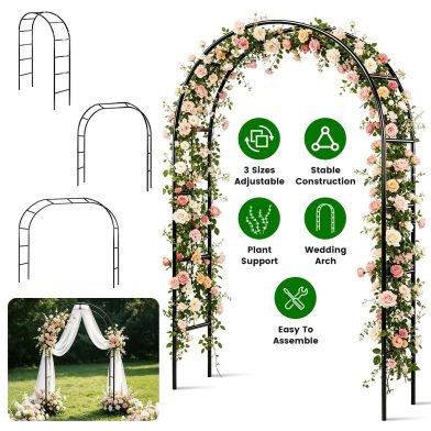 2Pcs Or 1Pcs Options 7.87Ft H X 4.59Ft W Adjustable Metal Garden Arches DIY Outdoor Trellis For Climbing Plants Wedding Arch Decoration Iron Arbor For Backyard Garden Entrance