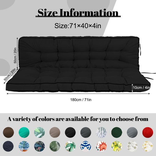 Outdoor Swing Cushions 70 Inch, Waterproof 4in Thick Porch Swing Cushion Replacement With Backrest And Ties, Comfortable 2-3 Seat Pation Swing Pad For Backyard, Garden, Lawn, Outdoor Furniture-black - Image 4
