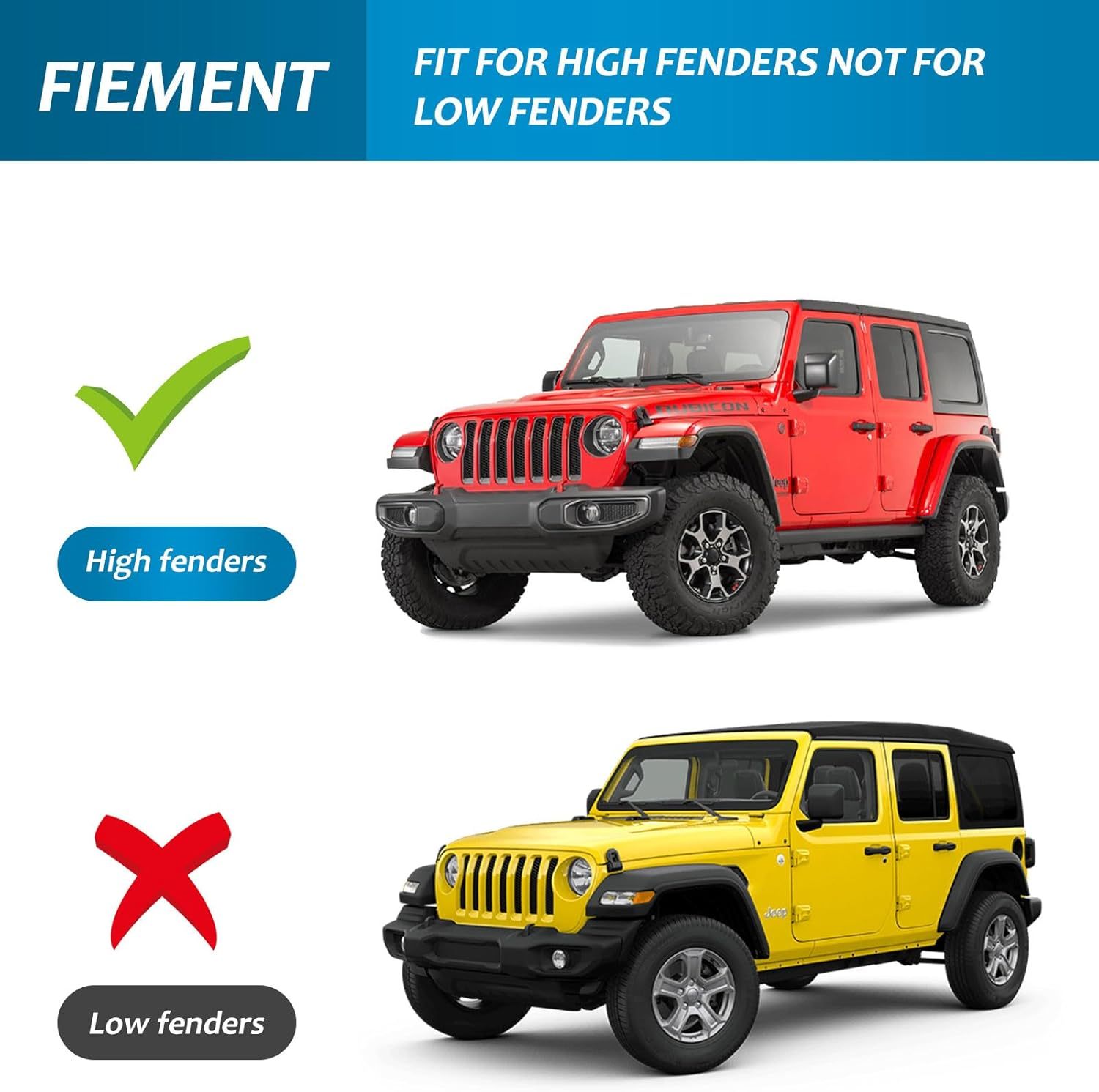 Fenders Front & Rear Fenders Compatible with 2018-2026 Jeep Wrangler JL and JLU Unlimited Rubicon, Off-Road Wheel Fender Liner Set 4 Pcs(Only Fit High Clearance Fender Flares,Not for 4XE) - Image 6