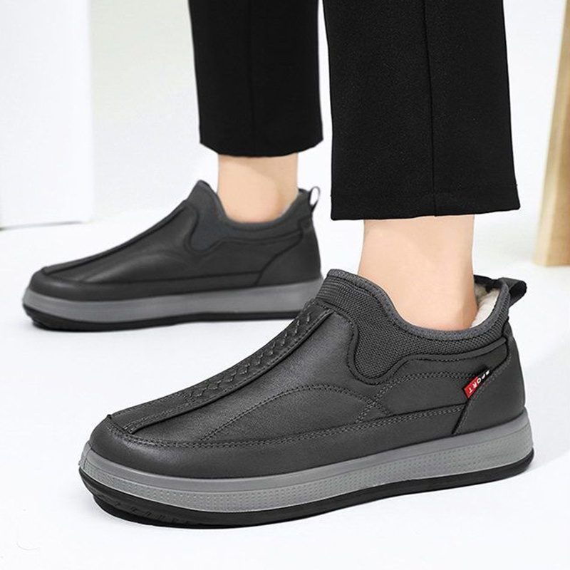Winter Warm Fleece Snow Boots Round-toed Platform Ankle Boot Fashion Simple Non-slip Flat Cotton Shoes Men - Image 3