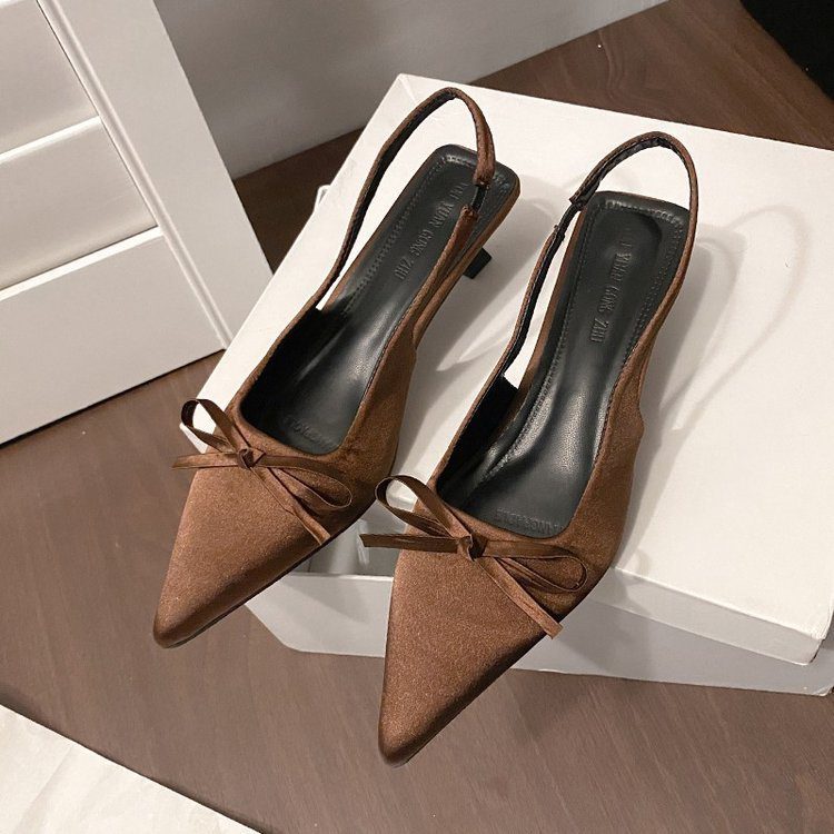 Arrival Fashionable Minimalist Pointed-toe High-heeled Sandals With A Bow On The Toe - Image 2