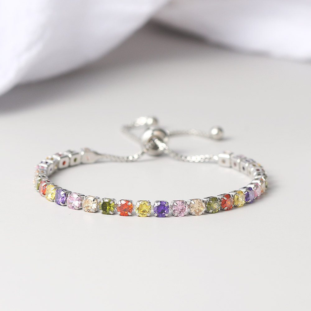 Round Zircon Single Row Full Diamond Tennis Bracelet - Image 3