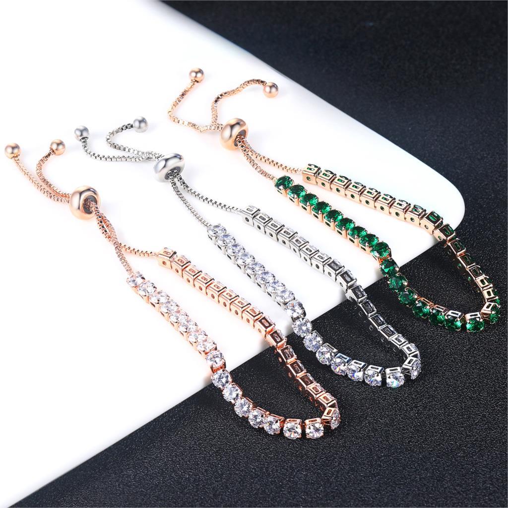 Round Zircon Single Row Full Diamond Tennis Bracelet - Image 2