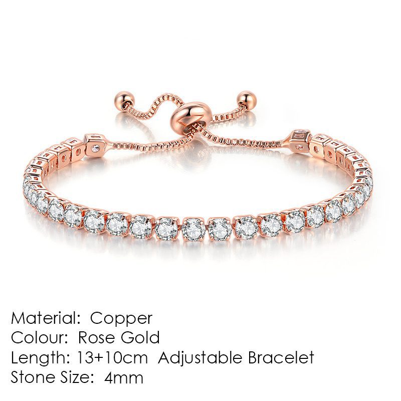 Round Zircon Single Row Full Diamond Tennis Bracelet - Image 6