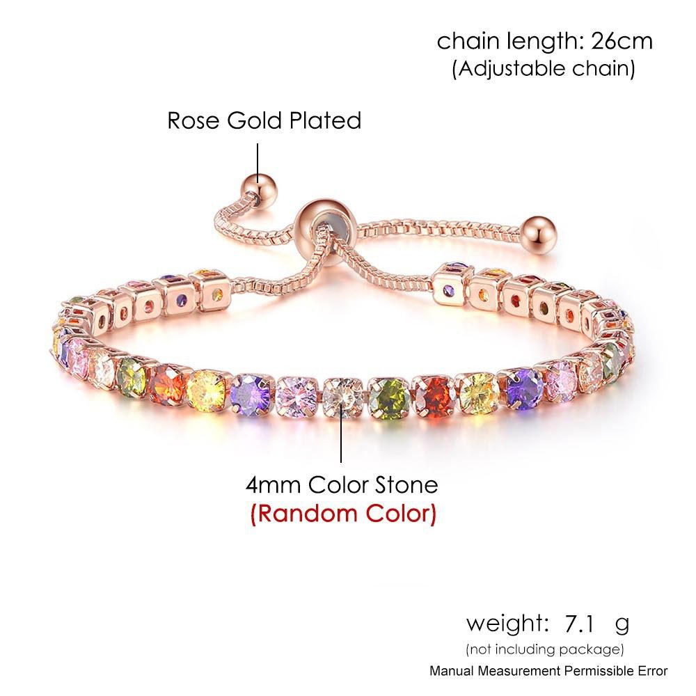 Round Zircon Single Row Full Diamond Tennis Bracelet - Image 5