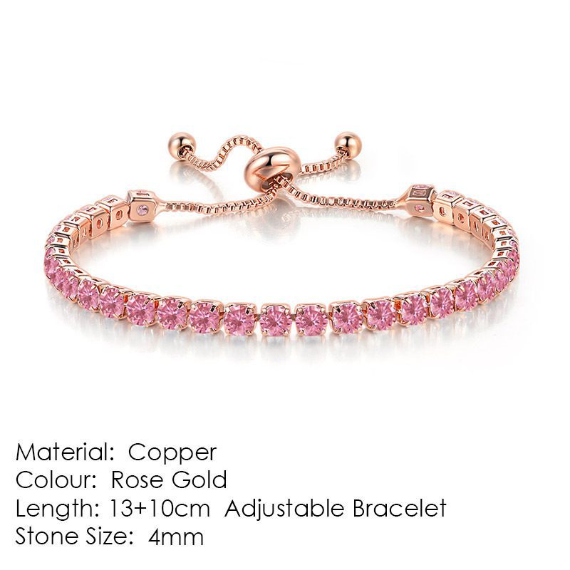 Round Zircon Single Row Full Diamond Tennis Bracelet - Image 9
