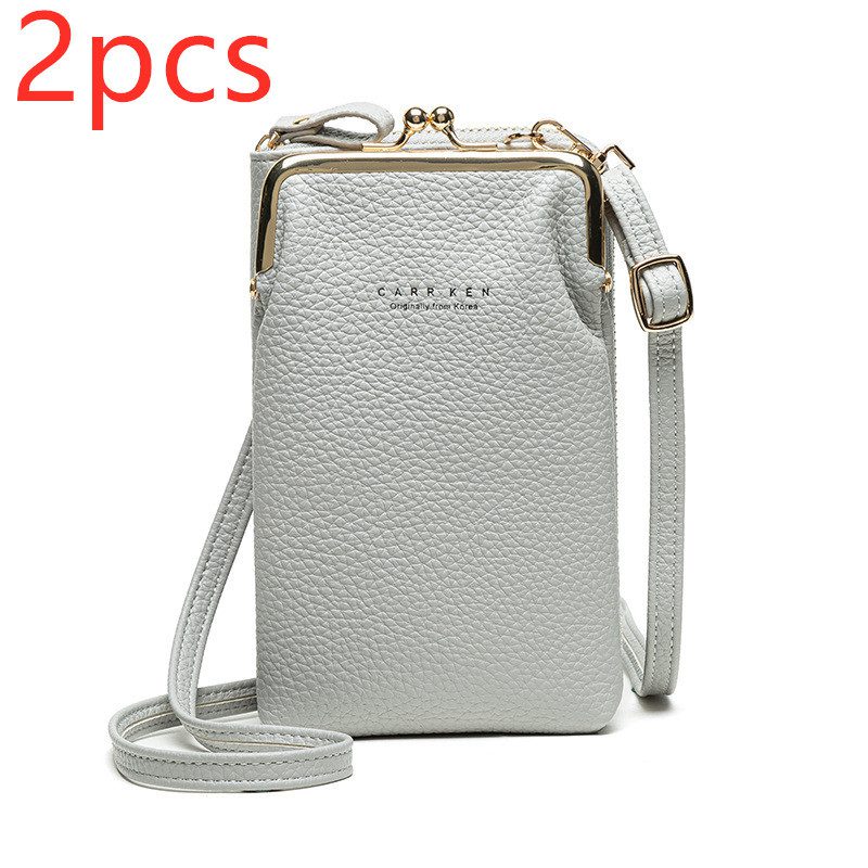 Fashion Lychee Pattern Solid Color Diagonal Shoulder Bag - Image 3