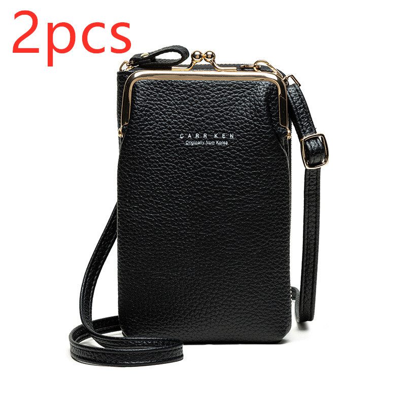 Fashion Lychee Pattern Solid Color Diagonal Shoulder Bag - Image 5