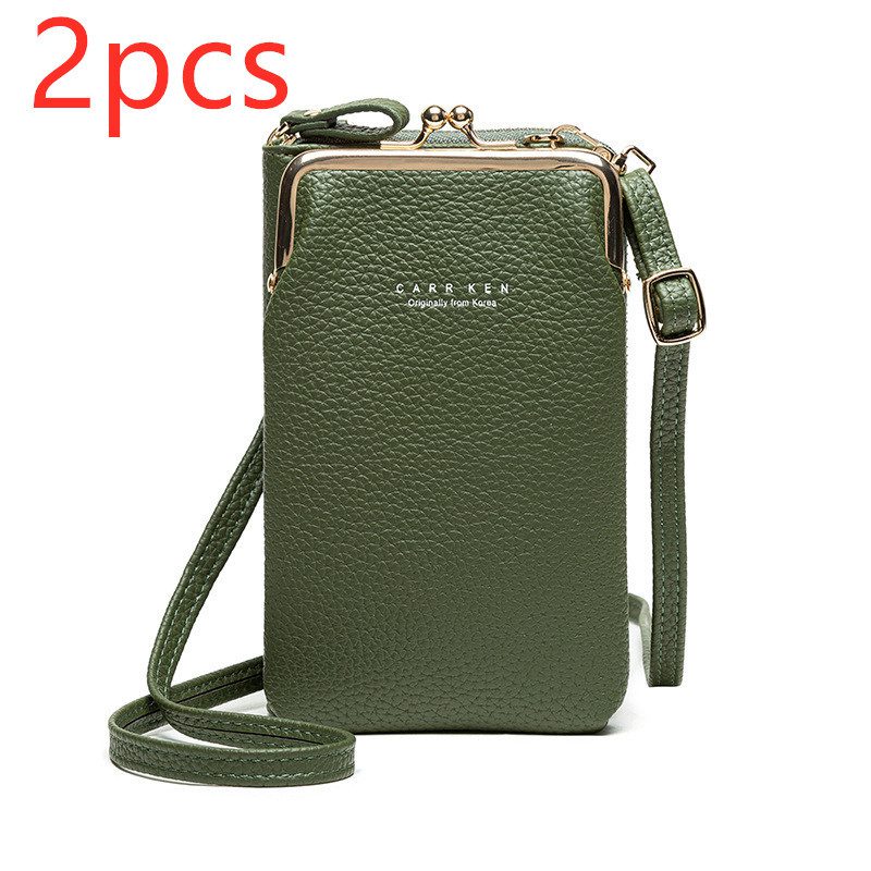 Fashion Lychee Pattern Solid Color Diagonal Shoulder Bag - Image 10