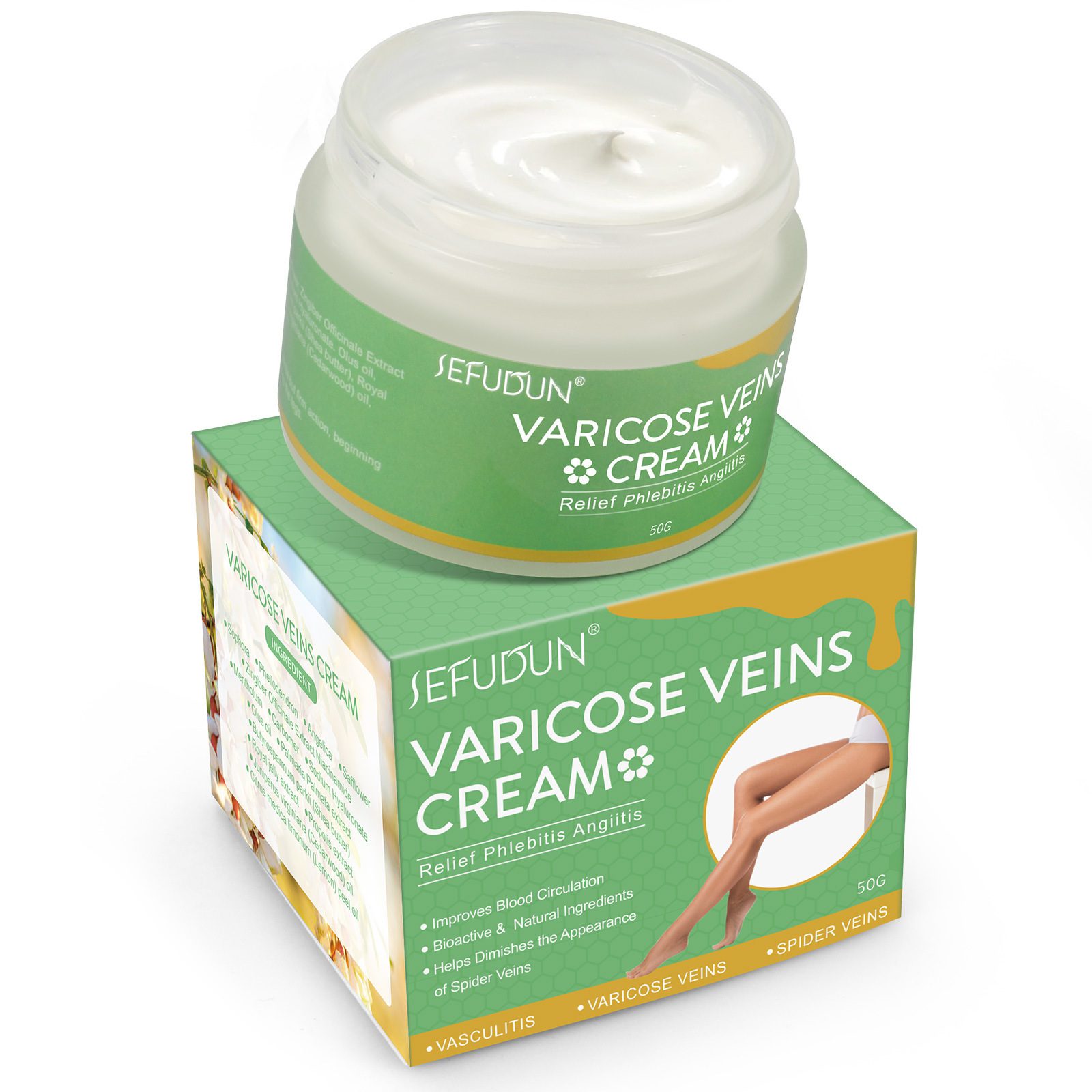 Vein Cream Red Blood Streaks Repair Earthworm Leg Bruises Bulge Relief Pain Safflower Skin care lotion Varicose Cream - Image 3