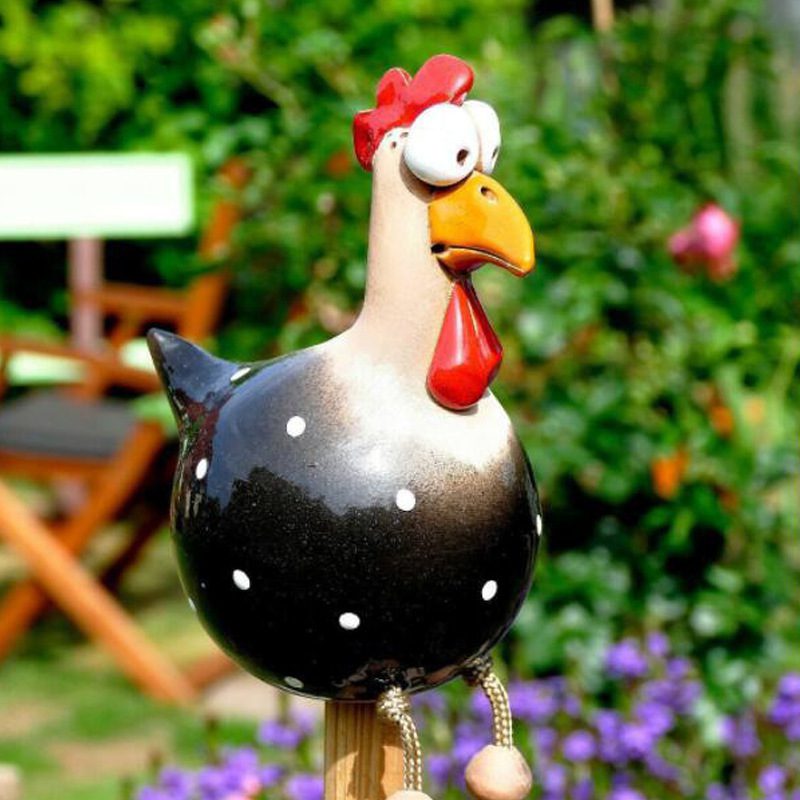 Yard Art Decor Chicken Garden Lawn Plug Hen Rooster Ornaments Hens Bird Statues Edge Seater Indoor Outdoor Decorations - Image 2