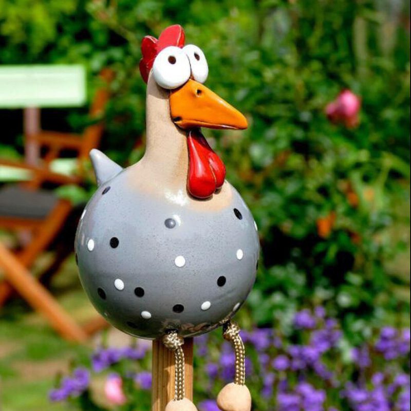 Yard Art Decor Chicken Garden Lawn Plug Hen Rooster Ornaments Hens Bird Statues Edge Seater Indoor Outdoor Decorations - Image 5