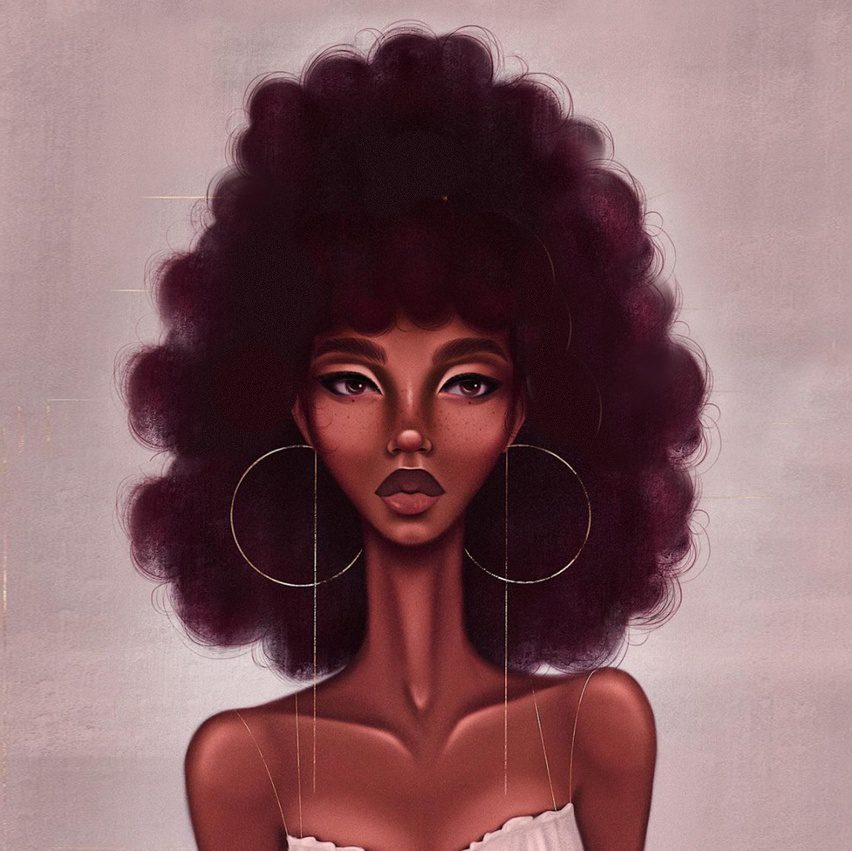 Art Design Graffiti Art Hip Hop African Girl with Black Hair Big Earring with Modern Building Shower Curtain for Bathroom Decor - Image 7