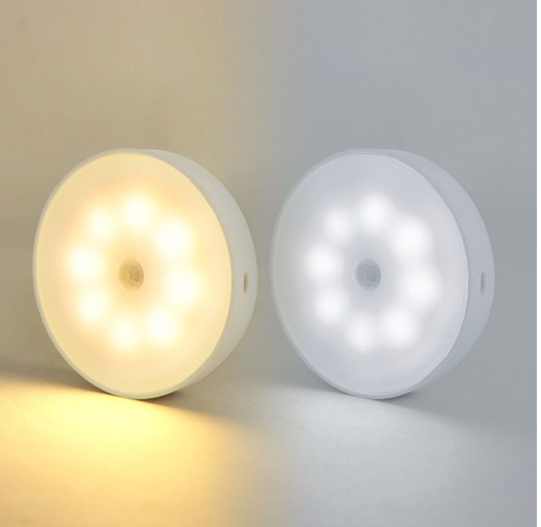 Usb Rechargeable Motion Sensor Light Round Wireless LED Puck Light Kichen Cabinet Lighting Motion Sensor Lamp Night Light - Image 5