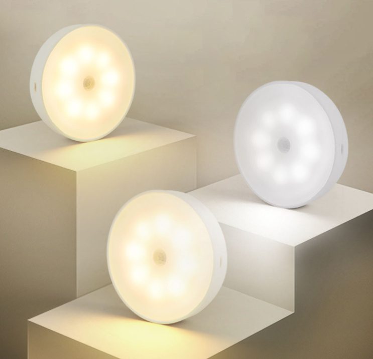 Usb Rechargeable Motion Sensor Light Round Wireless LED Puck Light Kichen Cabinet Lighting Motion Sensor Lamp Night Light - Image 4