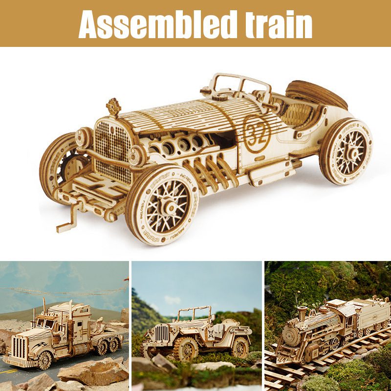 3D Wooden Puzzle Train Model DIY Wooden Train Toy Mechanical Train Model Kit Assembly Model Home Decoration Crafts - Image 5