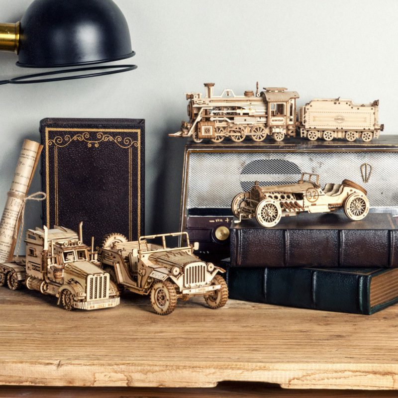 3D Wooden Puzzle Train Model DIY Wooden Train Toy Mechanical Train Model Kit Assembly Model Home Decoration Crafts - Image 3