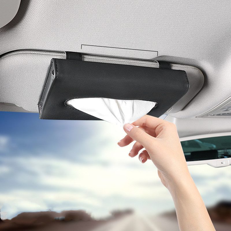 Creative Car Sun Visor Tissue Box With Invoice Folder Bill Clip Card Holder Car Hanging Sunroof Napkin Bag Card Slot - Image 2