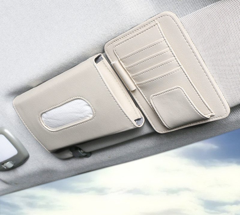 Creative Car Sun Visor Tissue Box With Invoice Folder Bill Clip Card Holder Car Hanging Sunroof Napkin Bag Card Slot - Image 7