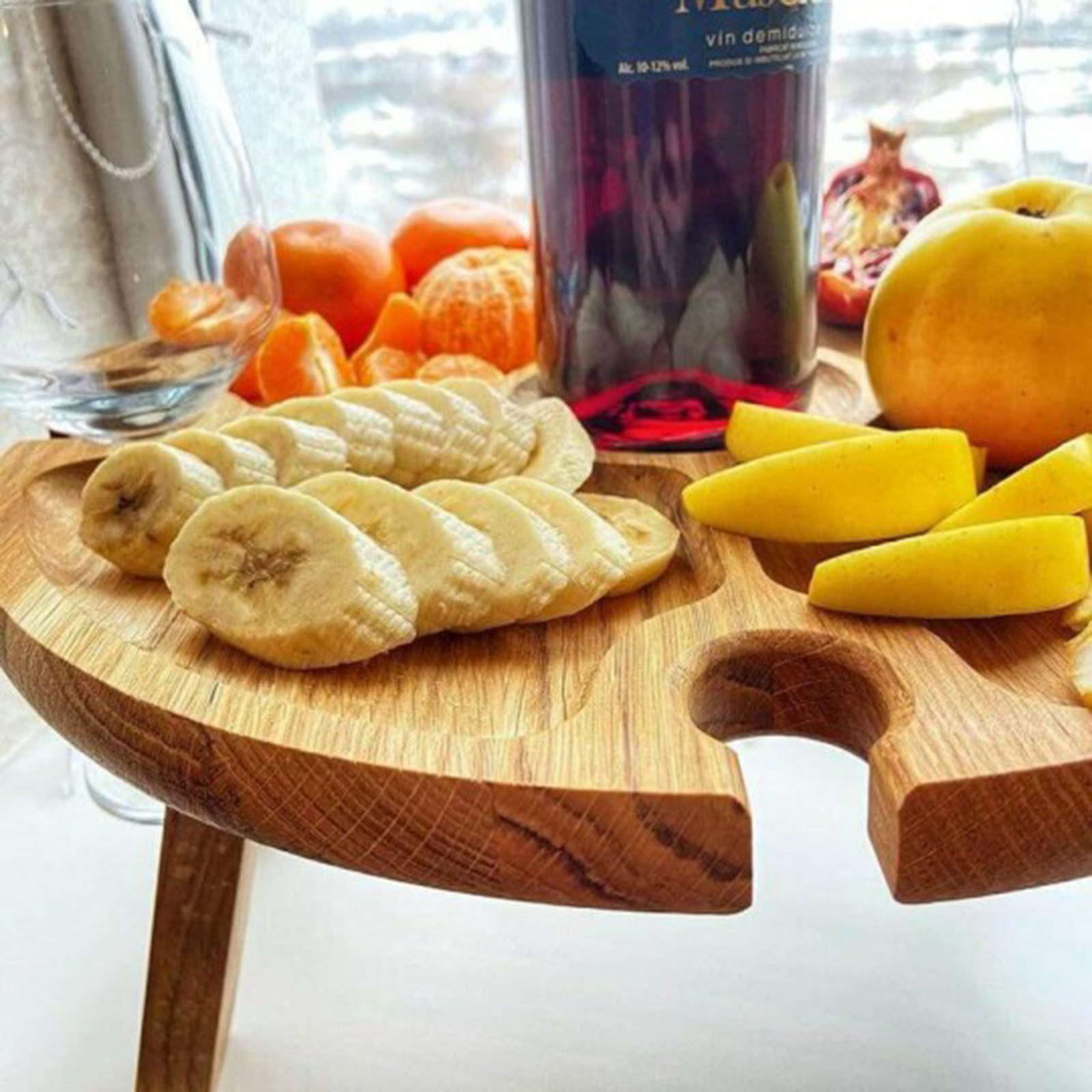 Wooden Outdoor Folding Picnic-table With Glass Holder 2 In 1 Wine Glass Rack Outdoor Wine Table Wooden Table Easy To Carry Wine - Image 6
