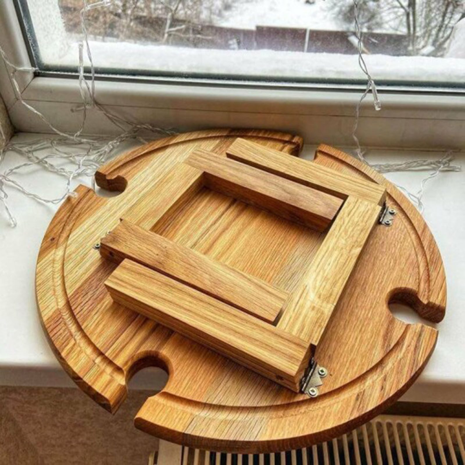 Wooden Outdoor Folding Picnic-table With Glass Holder 2 In 1 Wine Glass Rack Outdoor Wine Table Wooden Table Easy To Carry Wine - Image 10