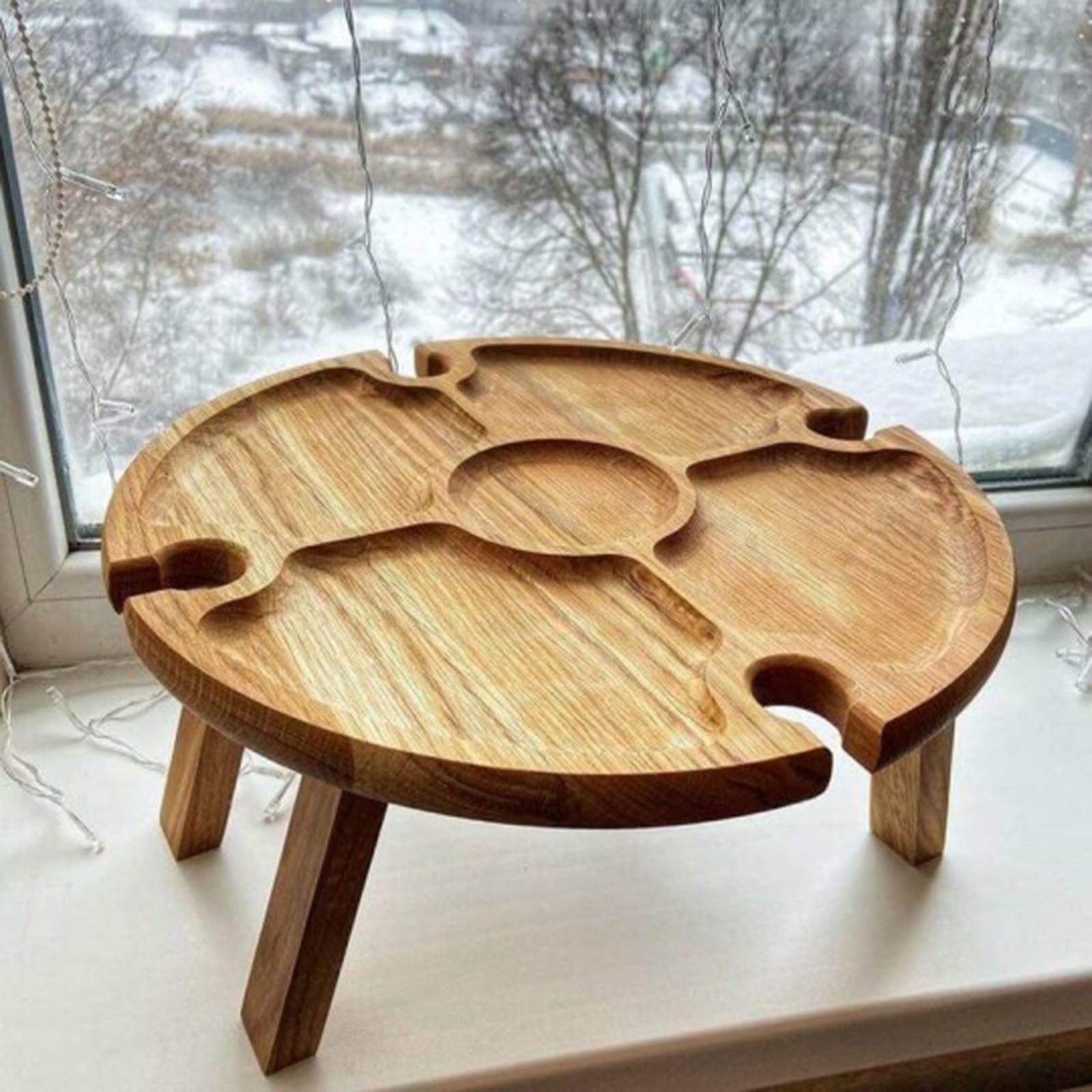 Wooden Outdoor Folding Picnic-table With Glass Holder 2 In 1 Wine Glass Rack Outdoor Wine Table Wooden Table Easy To Carry Wine - Image 8