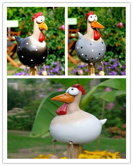 Yard Art Decor Chicken Garden Lawn Plug Hen Rooster Ornaments Hens Bird Statues Edge Seater Indoor Outdoor Decorations - Image 8