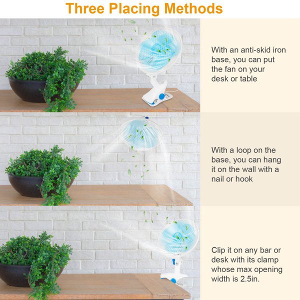3-in-1 Clip On Fan, Quiet Small Desk Fan With 2 Speeds & Auto Oscillation, Clamp Fan For Office Bedroom Stroller, Safe For Baby - Image 9
