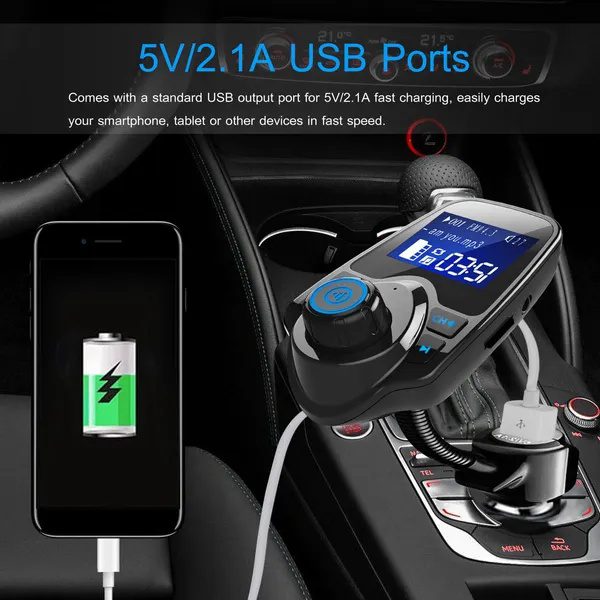 Car Wireless FM Transmitter Fast USB Charge Hands-free Call Car MP3 Player AUX Input - Image 4