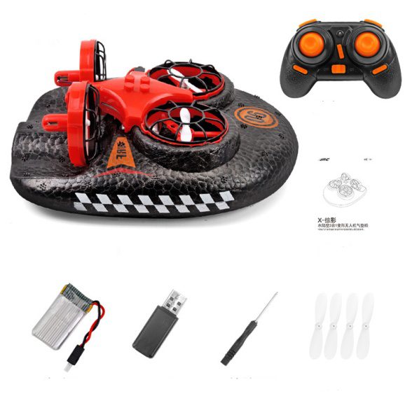 RC Boat Water Land And Air Four-Axis Hovercraft Three-in-one Multi-function Toy One-button Tumbling Mini Drone - Image 5