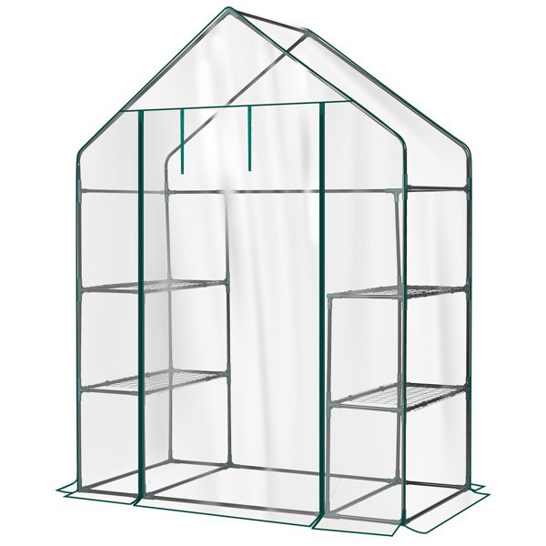 Mini Walk-in Greenhouse With PVC Cover, 4-Shelf Indoor Outdoor Plant Gardening Green House For Garden Backyard, 56inch X 29inch X 77inch, Transparent - Image 10