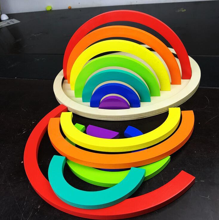 Jigsaw Puzzle Large 12-piece Arch Bridge Rainbow Building Blocks Early Childhood Education Toys - Image 10