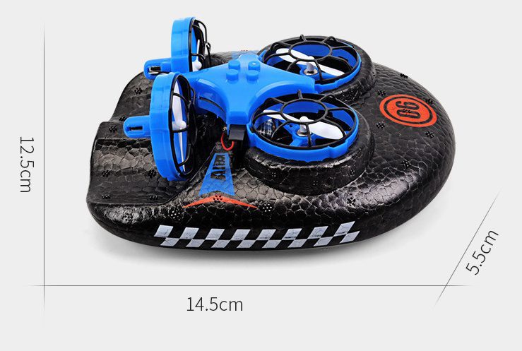 RC Boat Water Land And Air Four-Axis Hovercraft Three-in-one Multi-function Toy One-button Tumbling Mini Drone - Image 8
