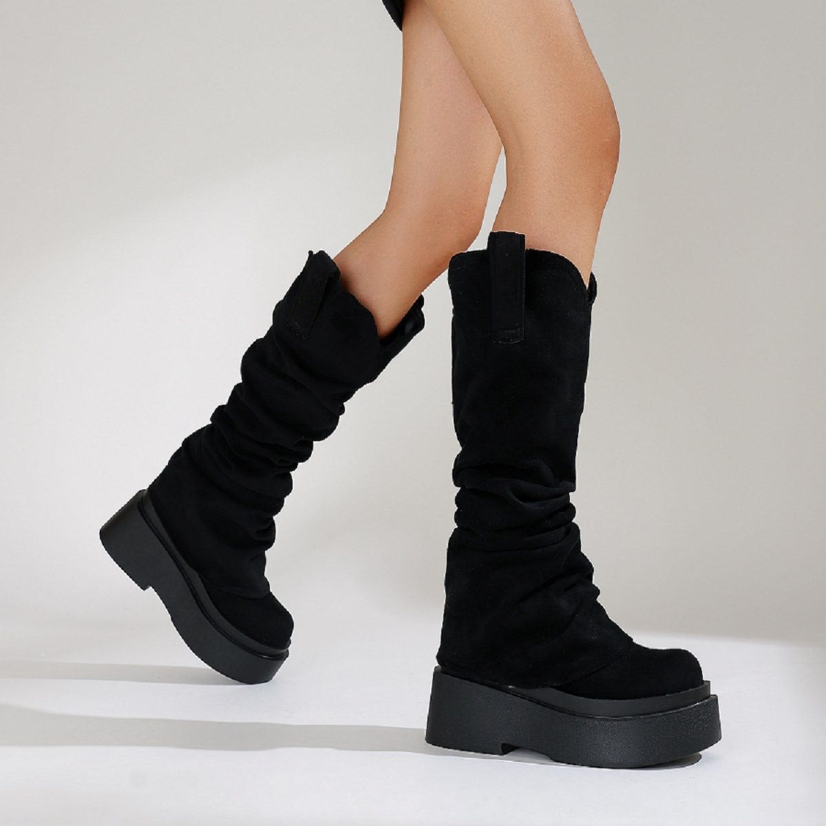 European And American Womens Chunky High Boots - Image 4