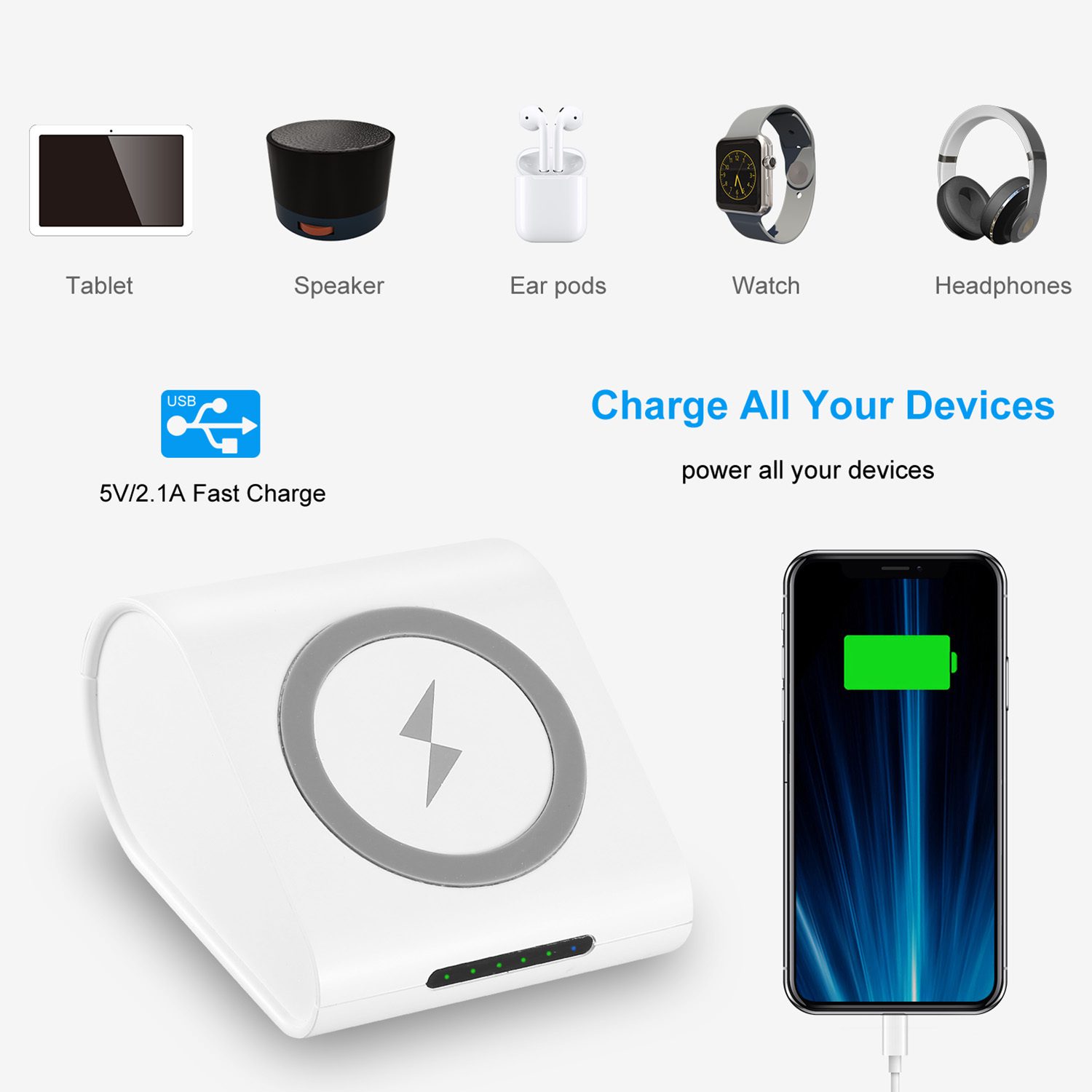 1Pc 10400mAh Qi Wireless Charging Power Bank For IOS Phone XS MAX XR Galaxy S10 S9 Note 9 - Image 3