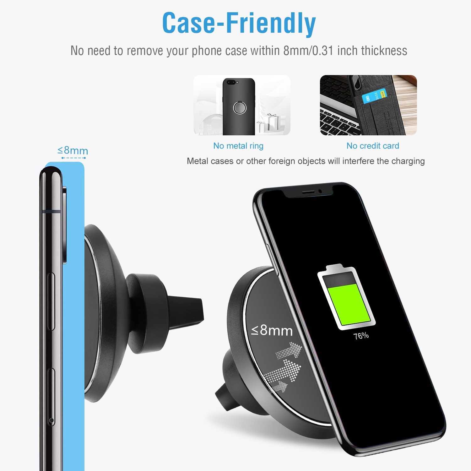1Pc Magnetic Qi Wireless Car Charger Car Phone Charger For IOS Phone XS MAX XR Galaxy S10 S9 Tablet GPS Device - Image 8