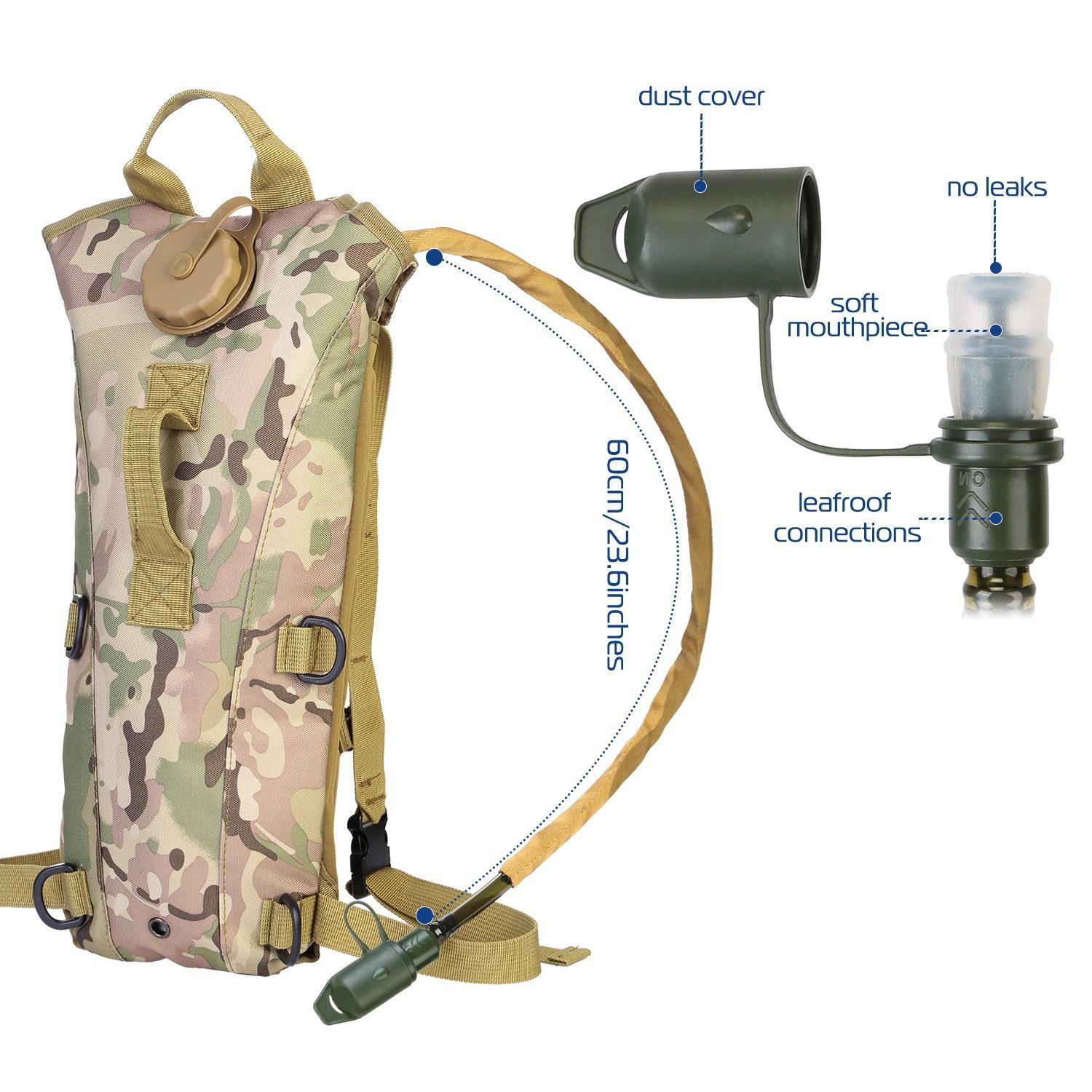 1Pc 3L Tactical Hydration Pack Water Bladder Adjustable Water Drink Backpack For Hiking Cycling Climbing Running - Image 7
