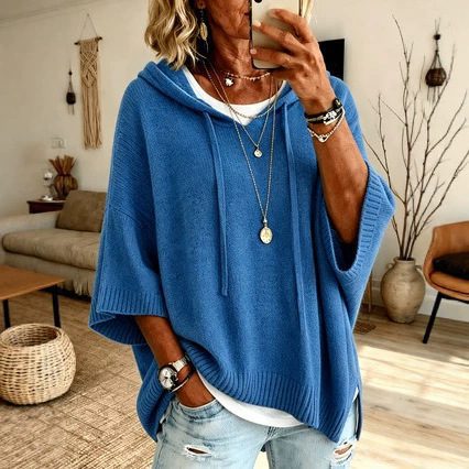 Womens Knitted New-Style Hooded Drawstring Sweater - Image 2