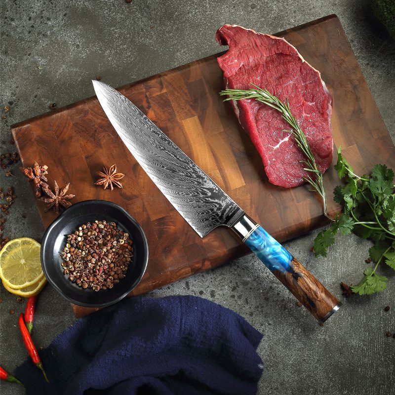 سكين مطبخ بنقشة ديكورية (Pattern Kitchen Knife) – سكين تقطيع احترافي بنقشة مزخرفة وشفرة حادة للاستخدام في المطبخ - الصورة 3