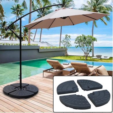145 Lbs Capacity Weighted Cantilever And Offset Patio Umbrella Base In Black (4-Piece) (Shipment From Walmart)