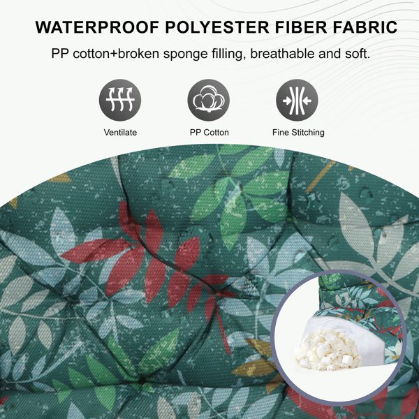 Outdoor Swing Cushions 70 Inch, Waterproof 4i Thick Porch Swing Cushion Replacement With Backrest And Ties, Comfortable 2-3 Seat Pation Swing Pad For Backyard, Garden, Lawn, Outdoor Furniture-Flower - Image 6