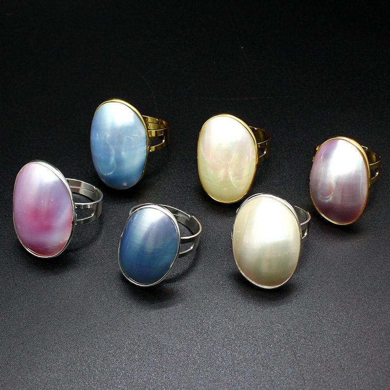 Seawater Starry Sky Blue Mabe Pearl Ring
